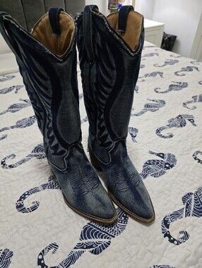 Steve Madden Denim Cowboy Boots - Blue Western Boots